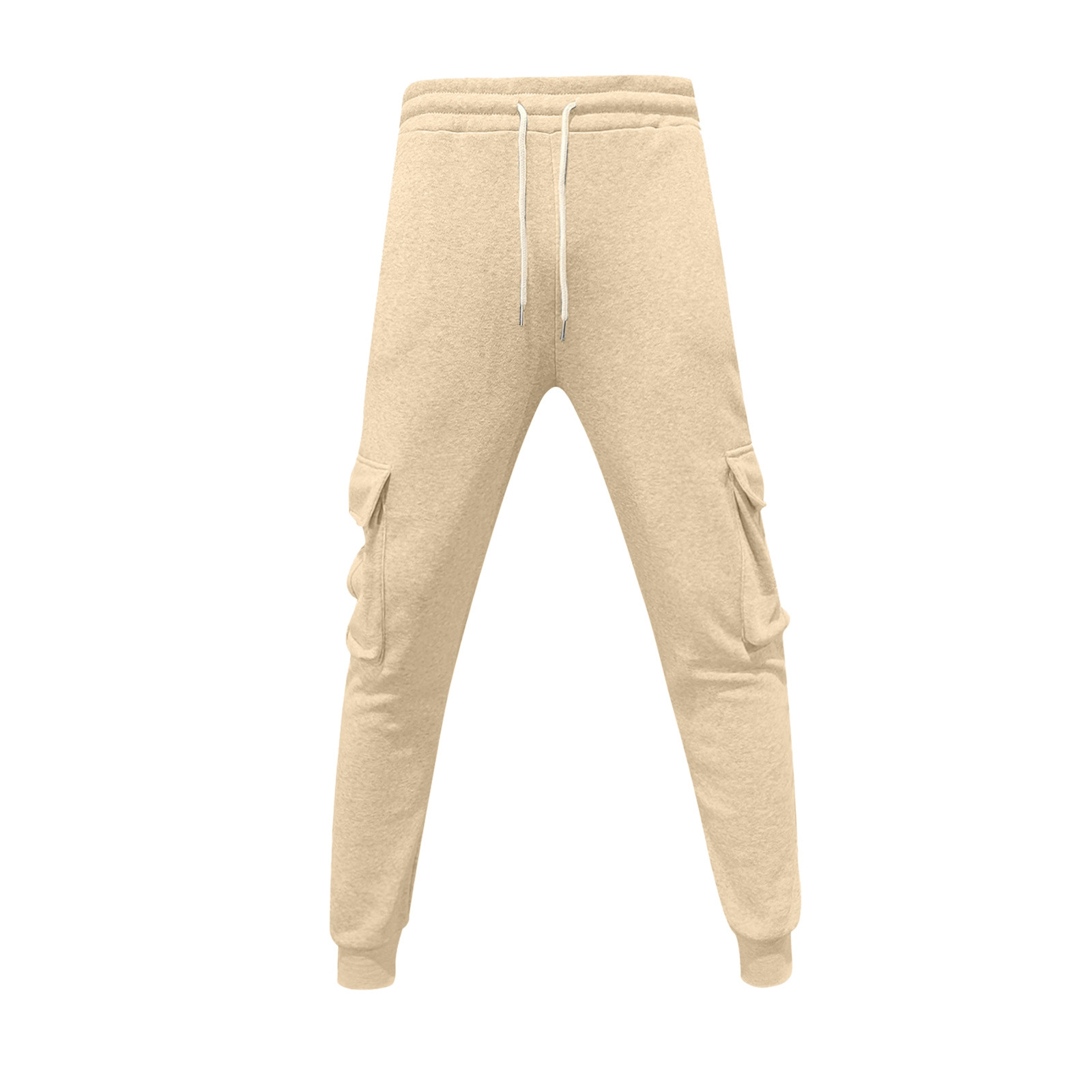 Pantalones cargo de felpa para hombre para otoño-invierno: bolsillos tipo peto, poliéster, estilo hip hop, ropa informal para exteriores